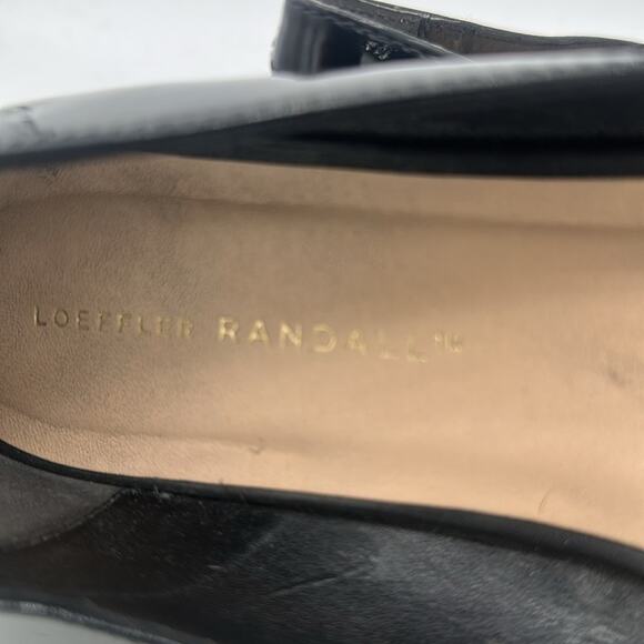 LOEFFLER RANDALL NATALIE BLACK PATENT LEATHER POINT TOE SILVER STUDDED FLATS 10B - Picture 8 of 11